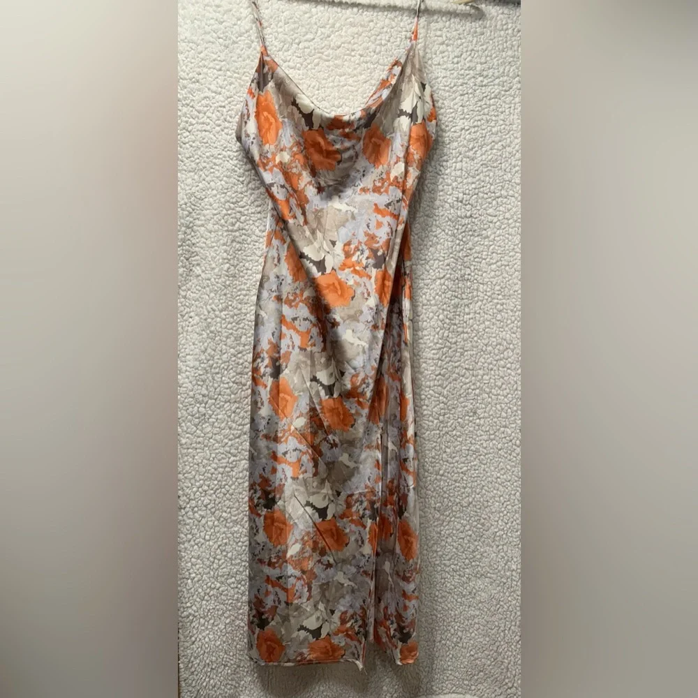 Paper Heart Cowl Neck Satin Slip Floral Dress - Picture 1 of 7